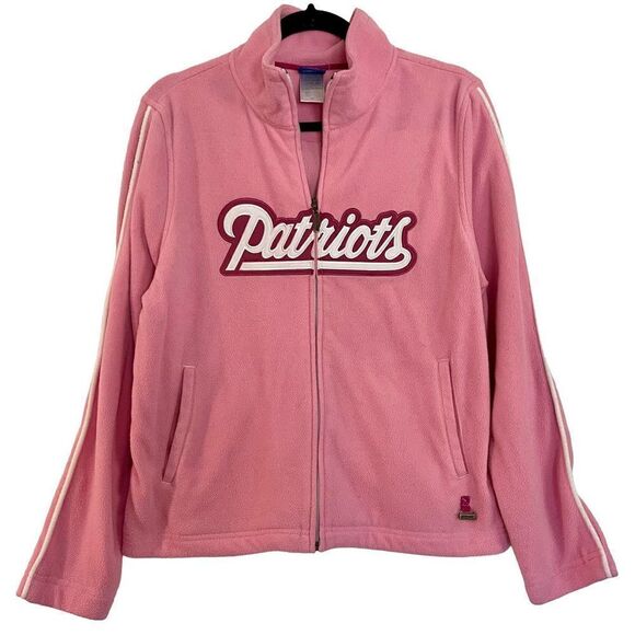 Patriots pink fleece zip front sweater large - Picture 1 of 9
